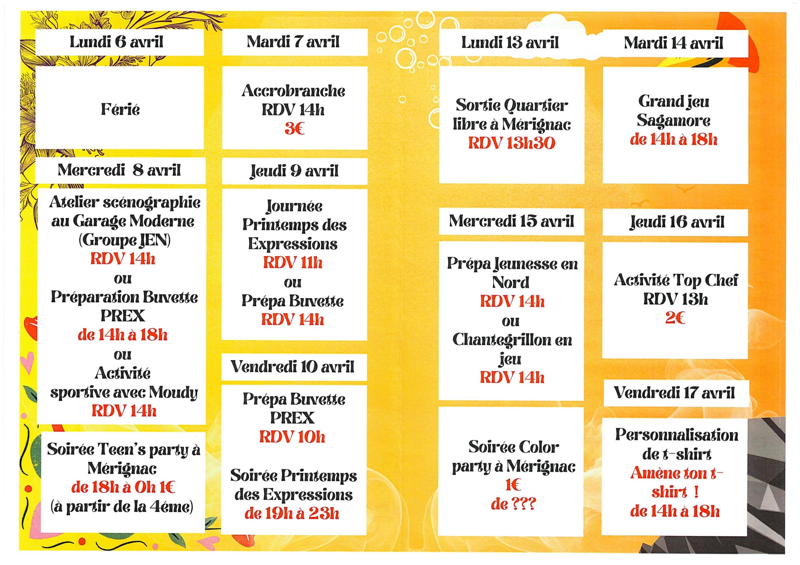 programme jeunes printemps 2026